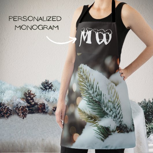 Weihnachtsfichtenzweig und Winterlichter Schürze