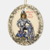 Weihnachtsfigur Feuerwehrfrau Keramik Ornament (Links)