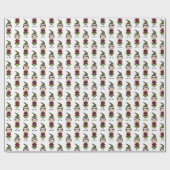 Weihnachtsfigur Niedlich Rot Grün Geschenkpapier (Flach)