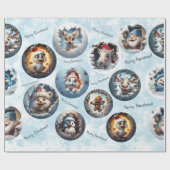 Weihnachtsfiguren 3D Snow Globes Wrapping Paper Geschenkpapier (Flach)