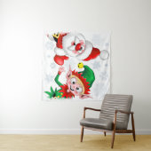 Weihnachtsfiguren des Weihnachtsmannes und des Elf Wandteppich (Beispiel (Horizontal))