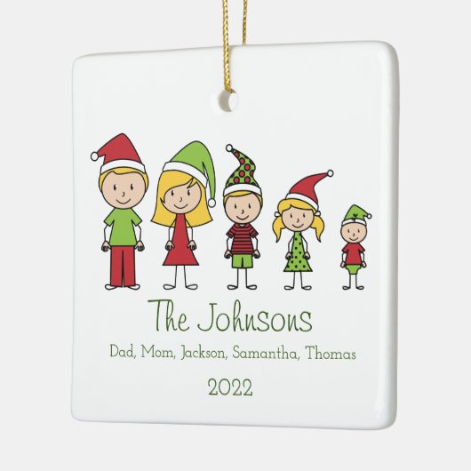 Weihnachtsfiguren Familie Niedlich Personalisiert Keramikornament (Links)