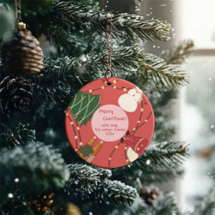 Weihnachtsfiguren mit Lichtern Keramik Ornament