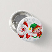 Weihnachtsfiguren von Weihnachten und Elfen stürme Button (Vorne & Hinten)