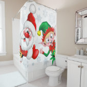 Weihnachtsfiguren von Weihnachten und Elfen stürme Duschvorhang (Beispiel)