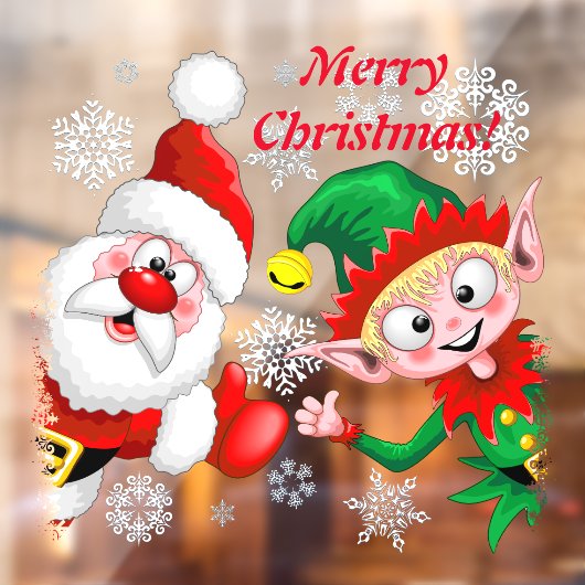 Weihnachtsfiguren von Weihnachten und Elfen stürme Fensteraufkleber (Blatt 2)