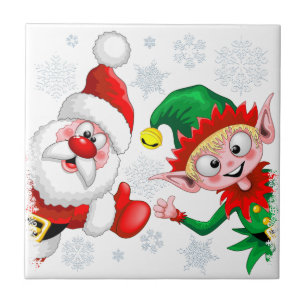 Weihnachtsfiguren von Weihnachten und Elfen stürme Fliese