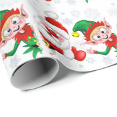 Weihnachtsfiguren von Weihnachten und Elfen stürme Geschenkpapier (Rolleneckpunkt)