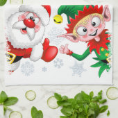 Weihnachtsfiguren von Weihnachten und Elfen stürme Geschirrtuch (Gefaltet)