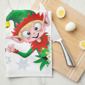 Weihnachtsfiguren von Weihnachten und Elfen stürme Geschirrtuch (Viertel Falte)