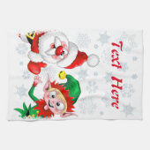Weihnachtsfiguren von Weihnachten und Elfen stürme Geschirrtuch (Horizontal)