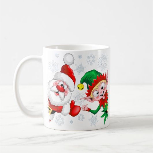 Weihnachtsfiguren von Weihnachten und Elfen stürme Kaffeetasse (Links)