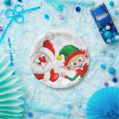 Weihnachtsfiguren von Weihnachten und Elfen stürme Pappteller (Party)