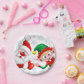 Weihnachtsfiguren von Weihnachten und Elfen stürme Pappteller (Party)