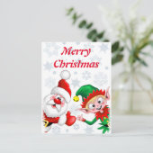 Weihnachtsfiguren von Weihnachten und Elfen stürme Postkarte (Stehend Vorderseite)
