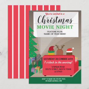 Weihnachtsfilm-Abendparty für Kinder Festliche Fil Einladung