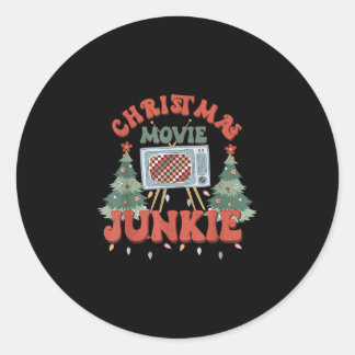 Weihnachtsfilm-Junkie Retro-Weihnachtsbaum Runder Aufkleber