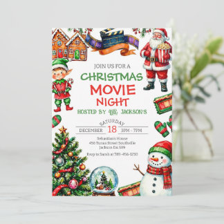 Weihnachtsfilm-Nacht-Feiertags-Party-Einladung Einladung