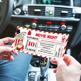 Weihnachtsfilm Nacht Geburtstagsparty Ticket Inval Einladung