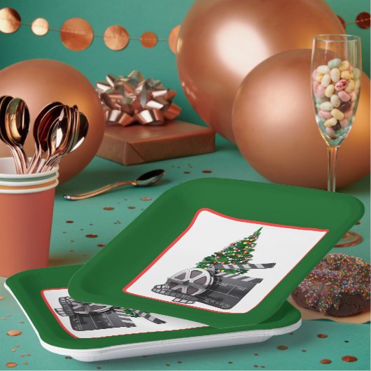Weihnachtsfilm schauen Party Paper Plate Pappteller (Multi)