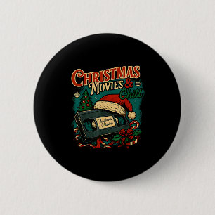 Weihnachtsfilme Chill Retro VHS Feiertags Nostalgi Button
