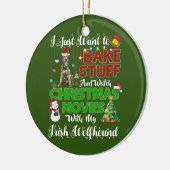 Weihnachtsfilme mit Irish Wolfhound Keramik Ornament (Links)