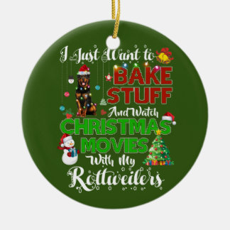 Weihnachtsfilme mit Rottweilers Keramik Ornament