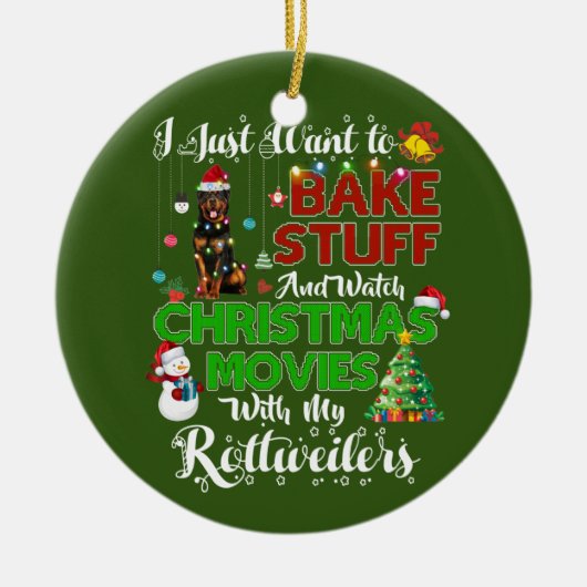 Weihnachtsfilme mit Rottweilers Keramik Ornament (Vorne)