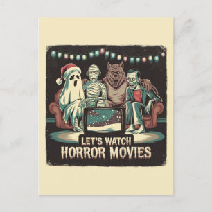 Weihnachtsfilme Santa Ghost Mummy Werewolf Postkarte