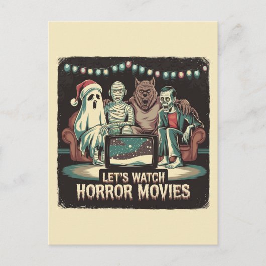 Weihnachtsfilme Santa Ghost Mummy Werewolf Postkarte (Vorderseite)