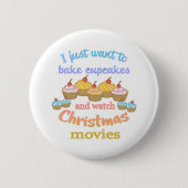 Weihnachtsfilme und Cupcakes Button (Vorderseite)