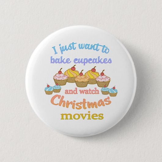 Weihnachtsfilme und Cupcakes Button (Vorderseite)