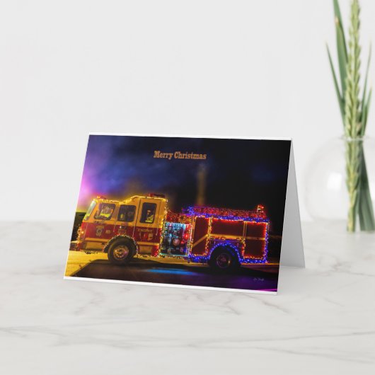 WeihnachtsFiretruck Feiertagskarte (Vorderseite)