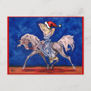 Weihnachtsfisch auf einem Pony Feiertagspostkarte