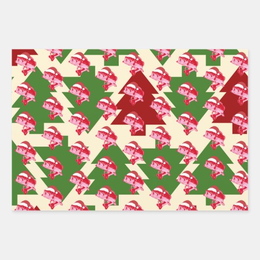 Weihnachtsfisch Weihnachtsmannmütze Funny Fishing Geschenkpapier Set (Vorderseite 2)