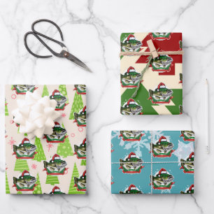 Weihnachtsfisch Weihnachtsmannmütze Funny Fishing Geschenkpapier Set