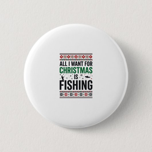 Weihnachtsfischen hässliches Sweatshirt-Design Button (Vorderseite)