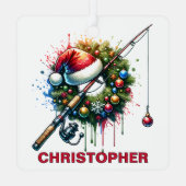 Weihnachtsfischen Lover Individuelle Name Ornament Aus Metall (Rückseite)