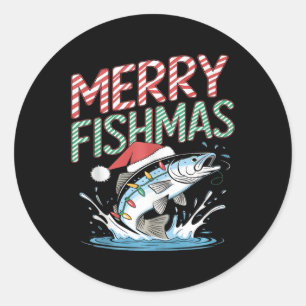 Weihnachtsfischen Shirt Weihnachten Fisch Shirt fr Runder Aufkleber