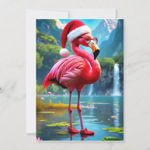 Weihnachtsflamingo als Weihnachtsmann-47476 Einladung