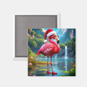 Weihnachtsflamingo als Weihnachtsmann-47476 Magnet (Vorderseite/Rückseite)