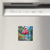 Weihnachtsflamingo als Weihnachtsmann-47476 Magnet (In Situ (Geschirrspüler))