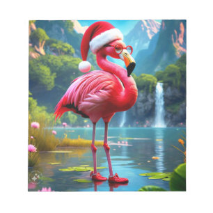 Weihnachtsflamingo als Weihnachtsmann-47476 Notizblock