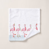 Weihnachtsflamingo Badhandtuch Set (Waschlappen)