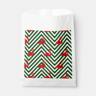 Weihnachtsflamingo Chevron grün Geschenktütchen