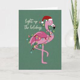 Weihnachtsflamingo erhellt die Feiertage Karte