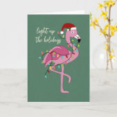 Weihnachtsflamingo erhellt die Feiertage Karte (Gelbe Blume)
