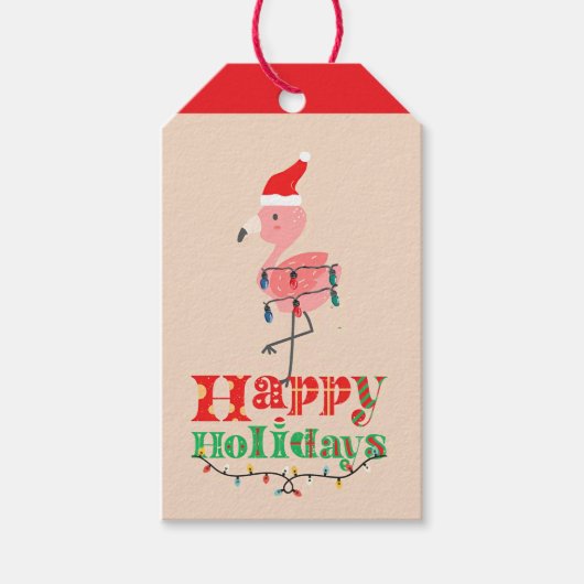 Weihnachtsflamingo Geschenkanhänger (Vorderseite)
