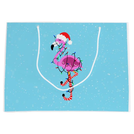Weihnachtsflamingo Große Geschenktüte (Vorderseite)