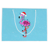 Weihnachtsflamingo Große Geschenktüte (Rückseite)